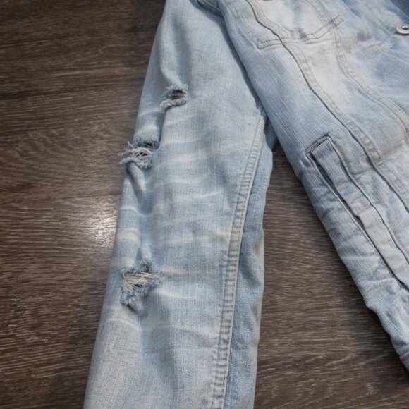Jordan Craig Distressed Design Back Jean Jacket Size Medium - Picture 8 of 13